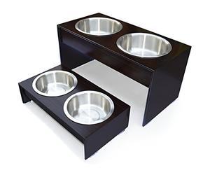 PerFusion Bamboo Raised Feeder Elevated Dog Bowls, Cat Bowls, Food and Water Bowls Aid Digestion Anti Slip Feeder - Brown - Tall