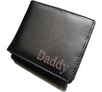 PerGift Personalised Laser Engraved Black PU Leather Wallet for Men - Best Custom Gift