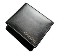 PerGift Personalised Men's Black Leather PU with Coin Compartment Personalized Wallet - Great Gift for Dad, Daddy, Grandad, Uncle, Son, Brother. Custom Name and Text/Wording