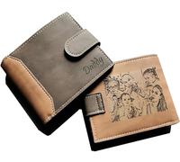 PerGift UK Personalised Laser Engraved Trifold Wallet for Dad, Engraved Father's Day, Birthday, Anniversary, Gift, Brown, Photo and Text Customisable