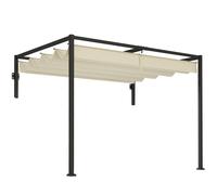 Outsunny 2 X 3(M) Wall Mounted Pergola With Retractable Roof, Khaki