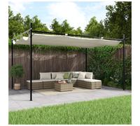Pergola 395x292x230cm Cream Retractable Polyester Roof Steel Aluminium Frame UV+
