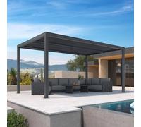 Pergola 4.8 x 3m Adjustable Aluminum Slats 14.4m² Outdoor Canopy for Patio Terrace & Garden Gray Gazebo to Enhance Your Outdoor Space