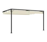 Outsunny 4 x 3(m) Outdoor Lean To Pergola Retractable Canopy Wall Mounted Gazebo Patio Shelter Sun Shade, Cream White Cream