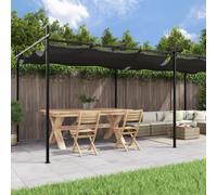 Pergola Anthracite 589x292x230cm Steel-Alu Frame Retractable Fabric Roof