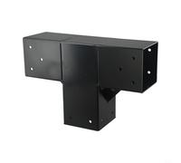 Pergola Bracket Kit 4x4 Inch 3 Way Right Angle Corner with Base Fits Standard Wooden Posts, Heavy Duty Black Coated Carbon Steel for DIY Gazebo, Shed, Garden or Patio Structures(1pc)
