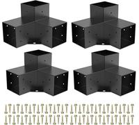 Pergola Bracket Kit Pergola pergola Brackets 3-Way Right Angle Corner Bracket DIY Elevated Wood Stand 4 Pack with Screws for 4x4 (Actual: 3.5x3.5 Inch) Lumber Pergola Gazebo