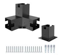 Pergola Brackets Kit, Features Sunshade Hanging Holes, Right Angle Corner Bracket with Pergola Post Base for Wood Beams Elevated(Base+3T)