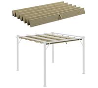 Pergola Canopy Cover Tan 250x255cm Replacement Breathable Fabric 3x3m ShadeDrain