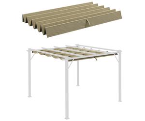 Pergola Canopy Cover Tan 250x255cm Replacement Breathable Fabric 3x3m ShadeDrain