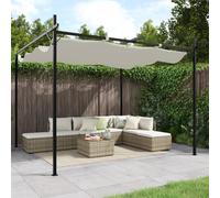 Pergola Cream Retractable Roof 295x292x230cm. Polyester Steel Aluminium Outdoor