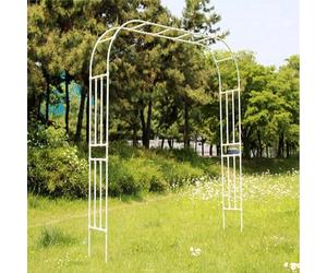 Pergola de jardin en métal robuste pour plantes grimpantes, 2,3 m x 2,4 m x 2,5 m, arche extérieure facile à monter, idéale pour la décoration de votre pelouse et de votre jardin, finition blanche.
