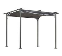 Pergola Gazebo 3x3m Steel & Polyester Retractable Canopy Grey Outdoor UV-Resist