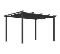 Pergola Gazebo 3x4m Dark Grey Aluminium Frame Polyester Retractable Roof w/Drain
