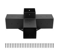 Pergola Kit, Pergola Post Base Heavy Duty Wood Post Support Kit, Right Angle Corner Bracket Woodworks DIY Post Base Kit for Pergola Wood Post Straight (4 Way)