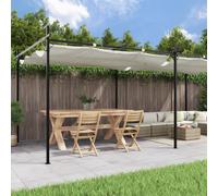 Pergola Retractable Roof Cream 589x292x230cm Polyester Fabric Steel Aluminium