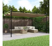 Pergola Retractable Roof Taupe 395x292x230cm Polyester Fabric Steel/Aluminium UV