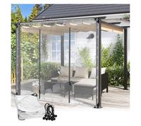 Pergola Waterproof Side Panels With Zip Door Transparent Outdoor Weatherproof Curtains PVC Plastic Tarpaulin, for Gazebo, Gardens(16'x6.6'(5x2m))