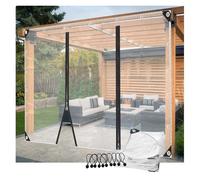 Pergola Waterproof Side Panels with Zipper Door Transparent Outdoor Weatherproof Curtains Plastic Tarpaulin for Garden, Balcony, Gardens(1.8x2m/5.9x6.5ft)