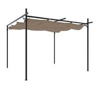 Pergola Retractable Roof Taupe 395x292x230cm Polyester Fabric Steel/Aluminium UV