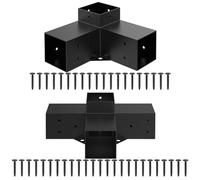Pergolas Brackets Screws Kit, 3-Way 90° Corner Wood Brackets, DIY Pergola Brackets For 4X4 Inch Lumber Garden Metal Gazebo, Metal Gazebo Kits(B)