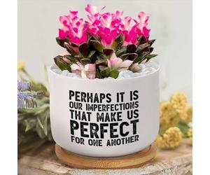Perhaps It Is Our Imperfections That Make Us Perfect For One Another Succulent Pots with Drainage ,Custom Garden Plant Pot Personalized Flower Pot Ceramic Pots for Plants Small Plant Pot Cactus Pots
