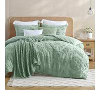 Peri Home 100% Cotton 3-Piece Comforter and Sham Set, King, Sage Chenille Laurel
