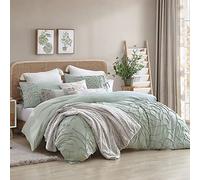 Peri Home 100% Cotton 3-Piece Sage Comforter and Sham Set, Green Chenille Rose, King