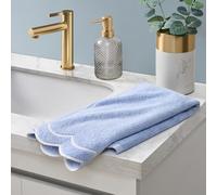 Peri Home 100% Cotton Hand Towel for Bathroom, Embroidered, Soft & Absorbent, 500 GSM, 1 Piece, 16" x 27", Blue with White Scallop