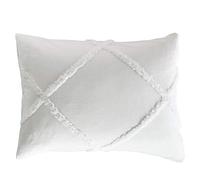 Peri Home Chenille Lattice 100% Cotton Solid Color Pillow Sham, Standard Size, 20W x 26L, White
