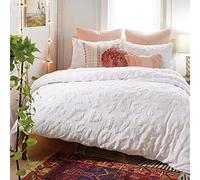 Peri Home Chenille Leopard 100% Cotton 3-Piece Duvet Cover & Sham Set, King, White Chenille Leopard