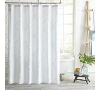 Peri Home Lattice Chenille Cotton Fabric Shower Curtain, 72 x 72, inches, White