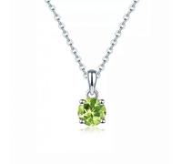 peridot 925 pendant round 6mm genuine green gems solid chain fine jewelry