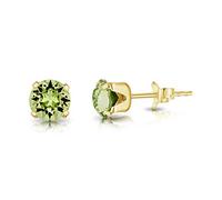 Peridot Earrings - Yellow Gold Plated Earrings 925 Sterling Silver- Light Green Earrings - Crystal Light Earrings - Yellow Gold Stud Earrings