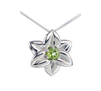 Peridot Flower Pendant Necklace Ojewellery Silver 18 inches