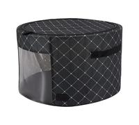 Periea 'Abby' Round Home Storage Boxes with Zip Lids, Front Window & Folding Steel Frame (Black Diamond, Large)