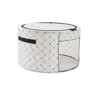 Periea 'abby' Round Home Storage Boxes With Zip Lids, Front Window & Folding Steel Frame - Black Dot - Large