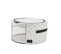 Periea 'Abby' Round Home Storage Boxes with Zip Lids, Front Window & Folding Steel Frame (Black Dot, Medium)