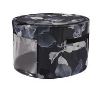 Periea 'abby' Round Home Storage Boxes With Zip Lids, Front Window & Folding Steel Frame - Black Grey Floral - Large