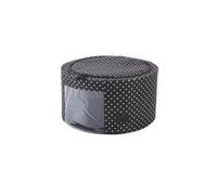 Periea 'abby' Round Home Storage Boxes With Zip Lids, Front Window & Folding Steel Frame - Black With White Polka Dots - Small