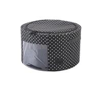 Periea 'Abby' Round Home Storage Boxes with Zip Lids, Front Window & Folding Steel Frame (Black with White Dots, Small)