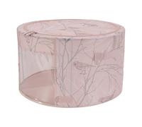Periea 'Abby' Round Home Storage Boxes with Zip Lids, Front Window & Folding Steel Frame (Blush Birds, Large)