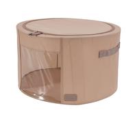 Periea 'abby' Round Home Storage Boxes With Zip Lids, Front Window & Folding Steel Frame - Camel - Large