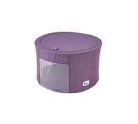 Periea 'Abby' Round Home Storage Boxes with Zip Lids, Front Window & Folding Steel Frame (Eggplant, Large)