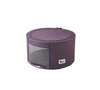Periea 'Abby' Round Home Storage Boxes with Zip Lids, Front Window & Folding Steel Frame (Eggplant, Medium)