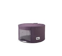 Periea 'Abby' Round Home Storage Boxes with Zip Lids, Front Window & Folding Steel Frame (Eggplant, Small)