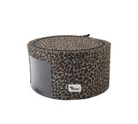 Periea 'abby' Round Home Storage Boxes With Zip Lids, Front Window & Folding Steel Frame - Gold Leopard - Medium