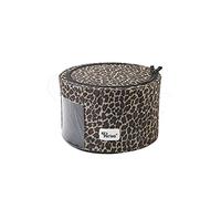 Periea 'Abby' Round Home Storage Boxes with Zip Lids, Front Window & Folding Steel Frame (Gold Leopard, Small)