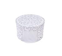 Periea 'abby' Round Home Storage Boxes With Zip Lids, Front Window & Folding Steel Frame - Grey Damask - Large