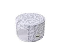 Periea 'abby' Round Home Storage Boxes With Zip Lids, Front Window & Folding Steel Frame - Grey Damask - Small